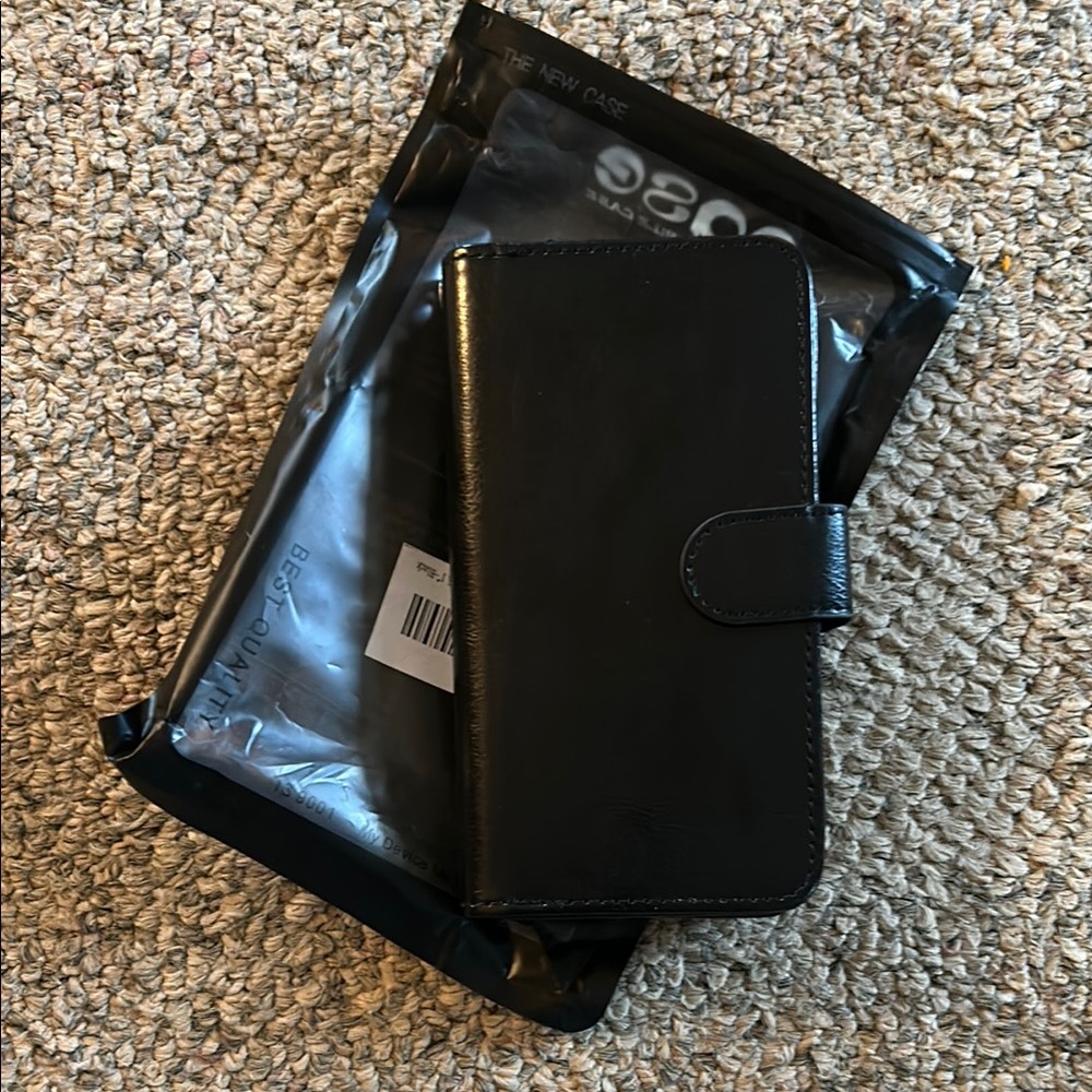 Black Leather Phone Wallet Case